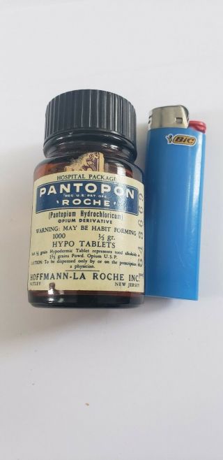 Vintage Narcotics Bottle - Pantopon Roche - Hoffman - La Roche - Opium - 1/3 Grm