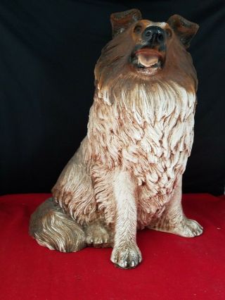 Vintage Universal Statuary Collie Dog Figurine 11.  5 " H Resin 1985