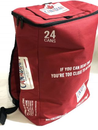 Molson Canadian Beer Backpack Chiller Pack Soft Cooler 24 Can Capacity Red