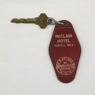 Vintage Mcclain Hotel Key Purcell Okla 1950s