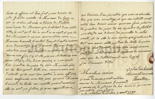 18th Century France - 1790 - 4 Page Signed Manuscript Document w/ Wax Seal 2
