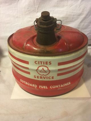 Vintage Cities Service Outboard Motor Gas Can Hard To Find 2.  5 Gallon 50 