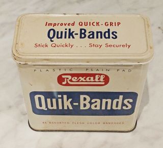 Vintage Empty Tin From Rexall Quik - Bands