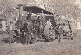 Postcard Real Photo Rppc Case Tractor Steam Engine Harvester Homestead 1910 B6