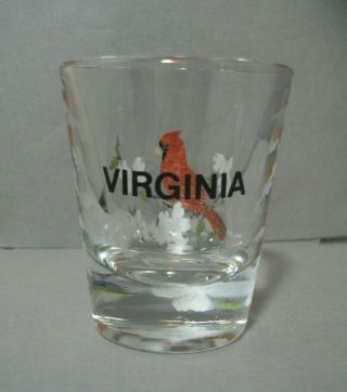 Souvenir Shotglass From The State Of Virginia Featuring A Cardinal