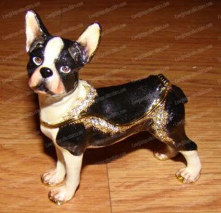 Boston Terrier Treasure,  Trinket,  Jewelry Box (pedigree Dog,  3915) Bejeweled