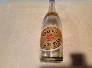 Saratoga Root Beer Paper Label Quart Bottle,  Saratoga Springs N.  Y.  1970