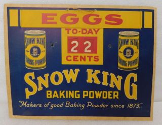 Antique Card Stock Retail Store Sign Snow King Baking Powder Dairy Advertising