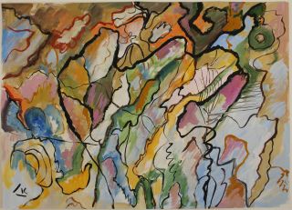 Rare Gouache Painting,  Signed Wassily Kandinsky,  Macke Era