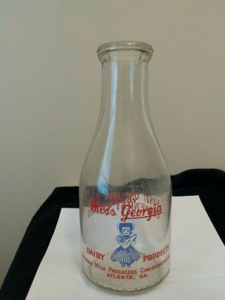 Vintage Milk,  Miss.  Georgia Dairy Products,  Atlanta,  Ga.  Rd,  Qt,  Red & Blue.