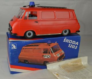 Skoda Fire Service Van 8 5/8 " Long Plastic Friction Czechoslovakia