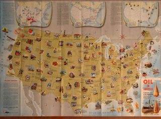 ©1957 Oil In America Standard Oil Company Pictorial United States Map