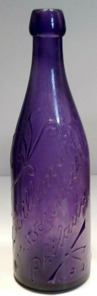 C1900 Purple - Amethyst Blob Beer Bottle - L.  Hillemann Philadelphia
