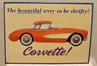 Corvette Stingray Tin Metal Sign Aaa Sign Co Embossed Usa Made