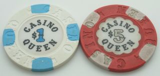 Set Of 2 Casino Queen $1 - $5 Casino Chips St.  Louis Illinois House Paulson Mold