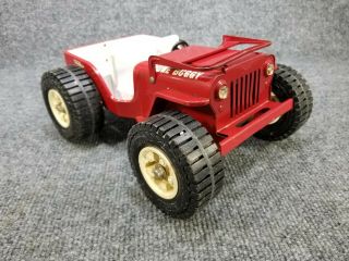 Vintage Tonka Jeep Dune Buggy Red W/white Top Pressed Steel