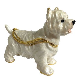 West Highland Terrier Westie Dog Bejeweled Enamel Jewelry Trinket Keepsake Box
