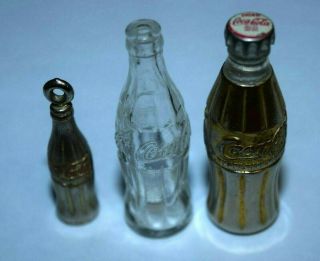 Antique Coke Coca Cola Lighter,  Pendant & Miniature Bottle