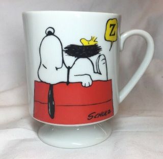 Vintage 1965 Snoopy This Has Been A Good Day Ceramic Pedestal Coffee Mug Peanuts
