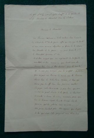 Antique Signed Military Letter Count De Bethune Marshal France De Grouchy 1815