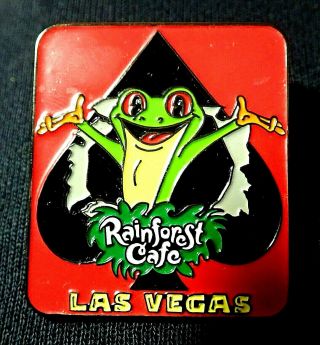 Rare Vintage Lapel Pin Rainforest Cafe Las Vegas Frog Ace Of Spades