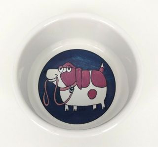 My Favorite Things Stoneware 7 " Large Dog Bowl By Ursula Dodge Basset Hound