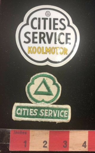 Vintage Cities Services Oil & Gas Advertising Patch & C.  S.  Koolmotor Decal 96mn