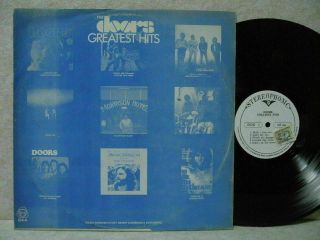 Doors Greatest Hits Blue Lyric Back Cover & Diff Label Lp