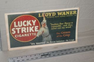 Rare 1930s Lloyd Waner Lucky Strike Tobacco Cigarettes Store Display Sign