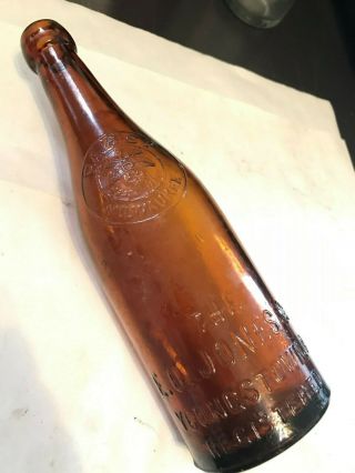 Rare Old Pabst Milwaukee E.  O.  Jones Youngstown Ohio Blob Top Amber Beer Bottle