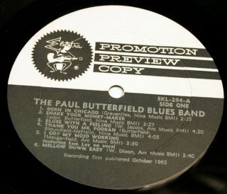 Paul Butterfield Blues Band - Mike Bloomfield LP - Mono Promotional Label - 1965 - KRFX 2