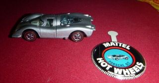 Vintage 1969 Hot Wheels Red - Lines Silver Porsche 917 With Metal Badge