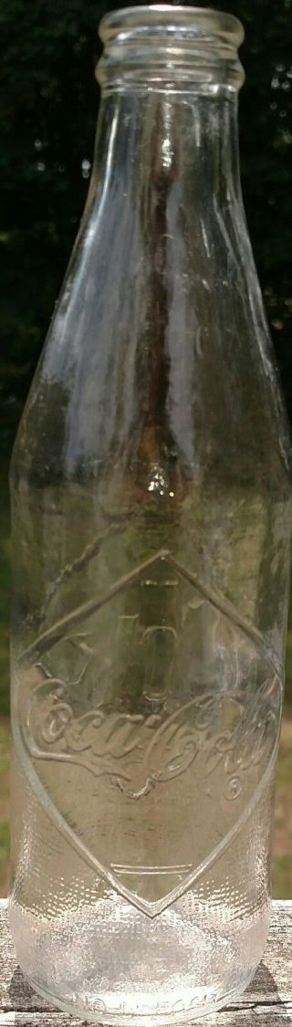 Vintage 10 Oz Coca - Cola Bottle Diamond Embossed Clear No Deposit - Return,  60 