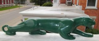 Vintage Mid Century Modern 18 " Long Green Jaguar Panther Ceramic Figurine Statue
