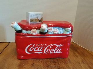 Vintage Coca - Cola Coke Cooler With Transistor Radio Cookie Jar By Sakura