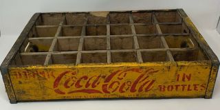 Vintage 1966 Coca Cola Wood Soda Pop Case Crate 24 Bottles Collectible Drink Vtg