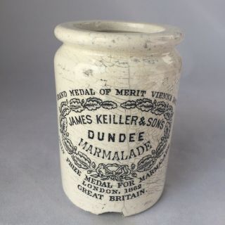 Antique James Keiller & Sons - Dundee Marmalade Crock Stoneware Jar 1862