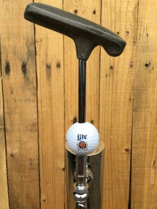 Miller Lite Golf Beer Keg Tap Handle Titleist Ball & Vintage Putter Club