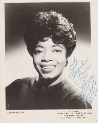 Dakota Staton Signed Autograph Vintage Photo Jazz Singer Circa 1960s