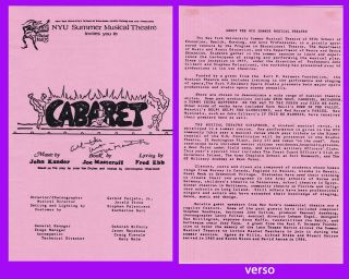 CABARET: JOE MASTEROFF.  Won 1967 Tony Best Musical Best Book.  Two signed items. 2