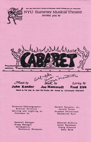 CABARET: JOE MASTEROFF.  Won 1967 Tony Best Musical Best Book.  Two signed items. 3