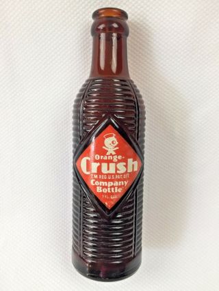 Vintage Orange Crush Ribbed Amber 7 Oz.  Bottle