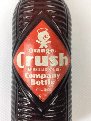 Vintage Orange Crush Ribbed Amber 7 oz.  Bottle 2