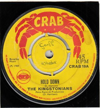 60s 70s Skinhead Reggae The Kingstonians Hold Down Uk Pama Crab 7 " Vinyl 45