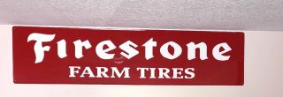 Large Firestone Farm Tires Sign 48”x12” Embossed Metal Sign
