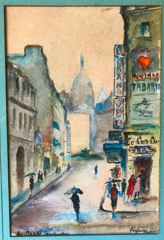 1968 Vintage Watercolor Painting Paris Can - Can Artist Signed Fernand Guignier