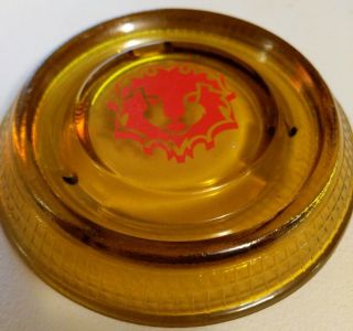 Rare Vintage Red Lion Hotel Amber Gold Glass Ashtray Collector