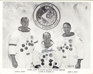 Alfred M.  Worden.  Apollo 15 Lunar Module Pilot.  Signed Apollo 15 Crew Photograph