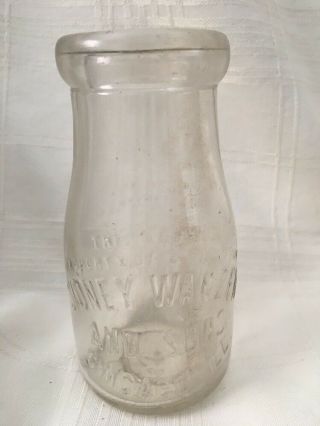 Vintage Half Pint Milk Bottle Sidney Wanzer And Sons Dairy Chicago Illinois 1926