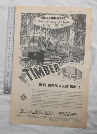 Allis Chalmers Tractor Advertisement Removed From 1947 Newspaper Timber